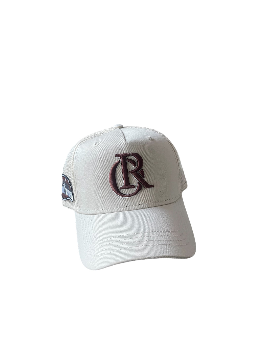 Beige Cap Brown/White Logo